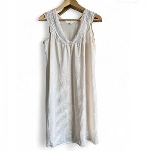 Vintage Women’s Striped Lace Pink Feminine Nightgown Sleepwear Dress M